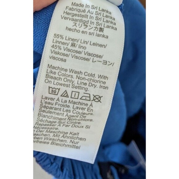 J. Crew Women's Pants Blue Wide Leg Pleated Elastic Back Linen Blend Size 6 - Picture 10 of 12